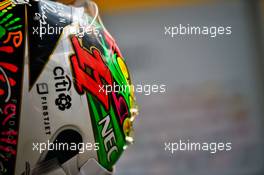 The helmet of Sergio Perez (MEX) Sahara Force India F1. 30.10.2016. Formula 1 World Championship, Rd 19, Mexican Grand Prix, Mexico City, Mexico, Race Day.