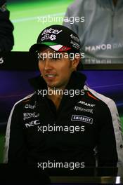 Sergio Perez (MEX) Sahara Force India F1 in the FIA Press Conference. 27.10.2016. Formula 1 World Championship, Rd 19, Mexican Grand Prix, Mexico City, Mexico, Preparation Day.