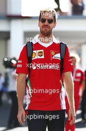 Sebastian Vettel (GER) Ferrari with the media. 27.10.2016. Formula 1 World Championship, Rd 19, Mexican Grand Prix, Mexico City, Mexico, Preparation Day.