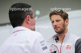 (L to R): Eric Boullier (FRA) McLaren Racing Director with Romain Grosjean (FRA) Haas F1 Team. 27.10.2016. Formula 1 World Championship, Rd 19, Mexican Grand Prix, Mexico City, Mexico, Preparation Day.