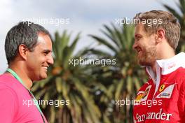 Juan Pablo Montoya (COL) and Sebastian Vettel (GER) Scuderia Ferrari 27.10.2016. Formula 1 World Championship, Rd 19, Mexican Grand Prix, Mexico City, Mexico, Preparation Day.