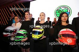 Helmets up for auction at an Inter / Sahara Force India F1 Team event. 26.10.2016. Formula 1 World Championship, Rd 19, Mexican Grand Prix, Mexico City, Mexico, Preparation Day.