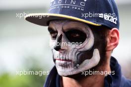 Max Verstappen (NLD) Red Bull Racing with Halloween themed face paint. 27.10.2016. Formula 1 World Championship, Rd 19, Mexican Grand Prix, Mexico City, Mexico, Preparation Day.