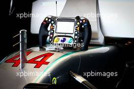 The steering wheel of Lewis Hamilton (GBR) Mercedes AMG F1 W07 Hybrid. 01.10.2016. Formula 1 World Championship, Rd 16, Malaysian Grand Prix, Sepang, Malaysia, Saturday.