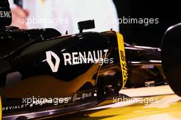 The Renault Sport Formula One Team car livery. 03.02.2016. Renault Sport Formula One Team RS16 Launch, Renault Technocentre, Paris, France.