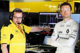 Jolyon Palmer (GBR) Renault Sport F1 Team with Julien Simon-Chautemps (FRA) Renault Sport F1 Team Race Engineer. 29.10.2016. Formula 1 World Championship, Rd 4, Russian Grand Prix, Sochi Autodrom, Sochi, Russia, Practice Day.