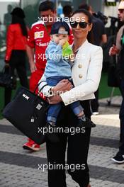 Minttu Virtanen (FIN), wife of Kimi Raikkonen (FIN) Ferrari, with their baby son Robin. 29.10.2016. Formula 1 World Championship, Rd 4, Russian Grand Prix, Sochi Autodrom, Sochi, Russia, Practice Day.
