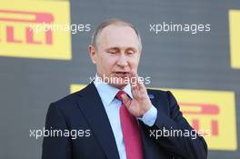 Vladimir Putin (RUS) Russian Federation President on the podium. 01.05.2016. Formula 1 World Championship, Rd 4, Russian Grand Prix, Sochi Autodrom, Sochi, Russia, Race Day.