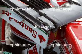 The damaged Ferrari SF16-H of race retiree Sebastian Vettel (GER) Ferrari. 01.05.2016. Formula 1 World Championship, Rd 4, Russian Grand Prix, Sochi Autodrom, Sochi, Russia, Race Day.