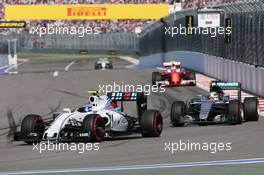 Valtteri Bottas (FIN) Williams FW38. 01.05.2016. Formula 1 World Championship, Rd 4, Russian Grand Prix, Sochi Autodrom, Sochi, Russia, Race Day.