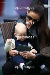 Minttu Virtanen (FIN), wife of Kimi Raikkonen (FIN) Ferrari, with their baby son Robin. 30.04.2016. Formula 1 World Championship, Rd 4, Russian Grand Prix, Sochi Autodrom, Sochi, Russia, Qualifying Day.
