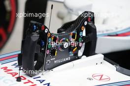 Williams FW38 steering wheel. 30.04.2016. Formula 1 World Championship, Rd 4, Russian Grand Prix, Sochi Autodrom, Sochi, Russia, Qualifying Day.