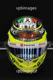 The helmet of Sergio Perez (MEX) Sahara Force India F1. 30.04.2016. Formula 1 World Championship, Rd 4, Russian Grand Prix, Sochi Autodrom, Sochi, Russia, Qualifying Day.