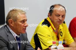 (L to R): Boris Rotenberg (RUS) SMP Bank and SGM Group Co-Owner and Frederic Vasseur (FRA) Renault Sport F1 Team Racing Director, at a Media Call. 30.04.2016. Formula 1 World Championship, Rd 4, Russian Grand Prix, Sochi Autodrom, Sochi, Russia, Qualifying Day.