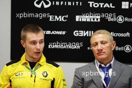 (L to R): Sergey Sirotkin (RUS) Renault Sport F1 Team Test Driver and Boris Rotenberg (RUS) SMP Bank and SGM Group Co-Owner, at a Media Call. 30.04.2016. Formula 1 World Championship, Rd 4, Russian Grand Prix, Sochi Autodrom, Sochi, Russia, Qualifying Day.