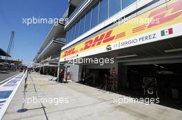 Sahara Force India F1 Team pit garages. 28.04.2016. Formula 1 World Championship, Rd 4, Russian Grand Prix, Sochi Autodrom, Sochi, Russia, Preparation Day.