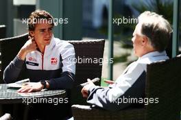 (L to R): Esteban Gutierrez (MEX) Haas F1 Team with Gene Haas (USA) Haas Automotion President. 28.04.2016. Formula 1 World Championship, Rd 4, Russian Grand Prix, Sochi Autodrom, Sochi, Russia, Preparation Day.