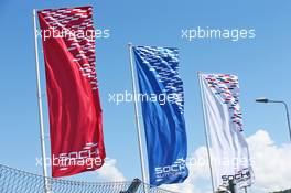Sochi Autodrom flags. 28.04.2016. Formula 1 World Championship, Rd 4, Russian Grand Prix, Sochi Autodrom, Sochi, Russia, Preparation Day.