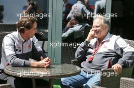 (L to R): Esteban Gutierrez (MEX) Haas F1 Team with Guenther Steiner (ITA) Haas F1 Team Prinicipal. 28.04.2016. Formula 1 World Championship, Rd 4, Russian Grand Prix, Sochi Autodrom, Sochi, Russia, Preparation Day.