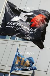 F1 and FIA flag. 28.04.2016. Formula 1 World Championship, Rd 4, Russian Grand Prix, Sochi Autodrom, Sochi, Russia, Preparation Day.