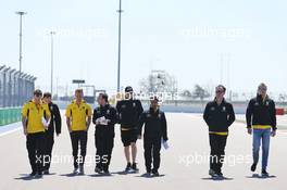 Kevin Magnussen (DEN) Renault Sport F1 Team walks the circuit with the team and Sergey Sirotkin (RUS) Renault Sport F1 Team Test Driver (Right). 28.04.2016. Formula 1 World Championship, Rd 4, Russian Grand Prix, Sochi Autodrom, Sochi, Russia, Preparation Day.