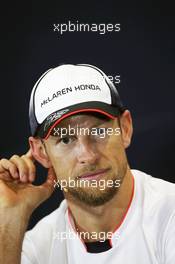 Jenson Button (GBR) McLaren in the FIA Press Conference. 28.04.2016. Formula 1 World Championship, Rd 4, Russian Grand Prix, Sochi Autodrom, Sochi, Russia, Preparation Day.