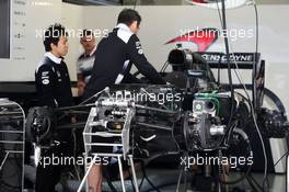 McLaren MP4-31 being prepared in the pits. 28.04.2016. Formula 1 World Championship, Rd 4, Russian Grand Prix, Sochi Autodrom, Sochi, Russia, Preparation Day.