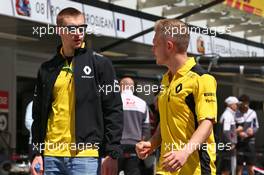 (L to R): Sergey Sirotkin (RUS) Renault Sport F1 Team Test Driver with Kevin Magnussen (DEN) Renault Sport F1 Team. 28.04.2016. Formula 1 World Championship, Rd 4, Russian Grand Prix, Sochi Autodrom, Sochi, Russia, Preparation Day.