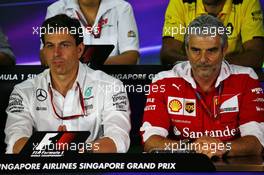 (L to R): Toto Wolff (GER) Mercedes AMG F1 Shareholder and Executive Director and Maurizio Arrivabene (ITA) Ferrari Team Principal in the FIA Press Conference. 16.09.2016. Formula 1 World Championship, Rd 15, Singapore Grand Prix, Marina Bay Street Circuit, Singapore, Practice Day.