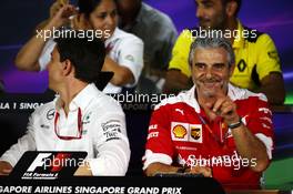 (L to R): Toto Wolff (GER) Mercedes AMG F1 Shareholder and Executive Director and Maurizio Arrivabene (ITA) Ferrari Team Principal in the FIA Press Conference. 16.09.2016. Formula 1 World Championship, Rd 15, Singapore Grand Prix, Marina Bay Street Circuit, Singapore, Practice Day.