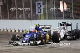 Felipe Nasr (BRA) Sauber C35. 18.09.2016. Formula 1 World Championship, Rd 15, Singapore Grand Prix, Marina Bay Street Circuit, Singapore, Race Day.