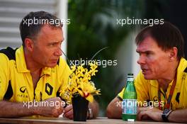 (L to R): Bob Bell (GBR) Renault Sport F1 Team Chief Technical Officer with Alan Permane (GBR) Renault Sport F1 Team Trackside Operations Director. 15.09.2016. Formula 1 World Championship, Rd 15, Singapore Grand Prix, Marina Bay Street Circuit, Singapore, Preparation Day.