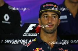 Daniel Ricciardo (AUS) Red Bull Racing in the FIA Press Conference. 15.09.2016. Formula 1 World Championship, Rd 15, Singapore Grand Prix, Marina Bay Street Circuit, Singapore, Preparation Day.