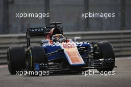 Pascal Wehrlein (GER) Manor Racing MRT05. 25.11.2016. Formula 1 World Championship, Rd 21, Abu Dhabi Grand Prix, Yas Marina Circuit, Abu Dhabi, Practice Day.