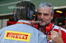 Maurizio Arrivabene (ITA) Ferrari Team Principal with Mario Isola (ITA) Pirelli Racing Manager. 25.11.2016. Formula 1 World Championship, Rd 21, Abu Dhabi Grand Prix, Yas Marina Circuit, Abu Dhabi, Practice Day.