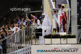 The podium (L to R): Nico Rosberg (GER) Mercedes AMG F1, second and World Champion; Lewis Hamilton (GBR) Mercedes AMG F1, race winner; Sebastian Vettel (GER) Ferrari, third. 27.11.2016. Formula 1 World Championship, Rd 21, Abu Dhabi Grand Prix, Yas Marina Circuit, Abu Dhabi, Race Day.