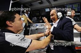 (L to R): Steve Curnow (GBR) Sahara Force India F1 Team Commercial Director and Antonio Perez (MEX) father of Sergio Perez (MEX) Sahara Force India F1 Team, celebrate finishing fourth in the Constructors' Championship. 27.11.2016. Formula 1 World Championship, Rd 21, Abu Dhabi Grand Prix, Yas Marina Circuit, Abu Dhabi, Race Day.