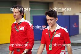 (L to R): Massimo Rivola (ITA) Ferrari Driver Academy Director with Charles Leclerc (MON) Haas VF-16 Test Driver and GP3 Champion with ART. 26.11.2016. Formula 1 World Championship, Rd 21, Abu Dhabi Grand Prix, Yas Marina Circuit, Abu Dhabi, Qualifying Day.