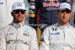 Lewis Hamilton (GBR) Mercedes AMG F1  and Jenson Button (GBR) McLaren F1  27.11.2016. Formula 1 World Championship, Rd 21, Abu Dhabi Grand Prix, Yas Marina Circuit, Abu Dhabi, Race Day.