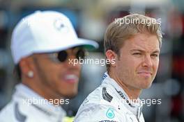 Nico Rosberg (GER) Mercedes AMG F1 and Nico Rosberg (GER) Mercedes AMG F1   27.11.2016. Formula 1 World Championship, Rd 21, Abu Dhabi Grand Prix, Yas Marina Circuit, Abu Dhabi, Race Day.