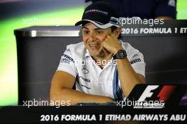 Felipe Massa (BRA) Williams F1 Team  24.11.2016. Formula 1 World Championship, Rd 21, Abu Dhabi Grand Prix, Yas Marina Circuit, Abu Dhabi, Preparation Day.