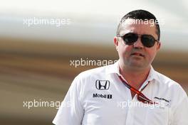 Eric Boullier (FRA) McLaren Racing Director. 24.11.2016. Formula 1 World Championship, Rd 21, Abu Dhabi Grand Prix, Yas Marina Circuit, Abu Dhabi, Preparation Day.