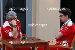 (L to R): Maurizio Arrivabene (ITA) Ferrari Team Principal with Mattia Binotto (ITA) Ferrari Chief Technical Officer. 24.11.2016. Formula 1 World Championship, Rd 21, Abu Dhabi Grand Prix, Yas Marina Circuit, Abu Dhabi, Preparation Day.