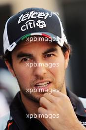 Sergio Perez (MEX) Sahara Force India F1. 24.11.2016. Formula 1 World Championship, Rd 21, Abu Dhabi Grand Prix, Yas Marina Circuit, Abu Dhabi, Preparation Day.