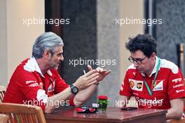 (L to R): Maurizio Arrivabene (ITA) Ferrari Team Principal with Mattia Binotto (ITA) Ferrari Chief Technical Officer. 24.11.2016. Formula 1 World Championship, Rd 21, Abu Dhabi Grand Prix, Yas Marina Circuit, Abu Dhabi, Preparation Day.