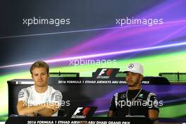 Nico Rosberg (GER) Mercedes AMG F1  and Lewis Hamilton (GBR) Mercedes AMG F1   24.11.2016. Formula 1 World Championship, Rd 21, Abu Dhabi Grand Prix, Yas Marina Circuit, Abu Dhabi, Preparation Day.