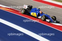Felipe Nasr (BRA) Sauber C35. 21.10.2016. Formula 1 World Championship, Rd 18, United States Grand Prix, Austin, Texas, USA, Practice Day.
