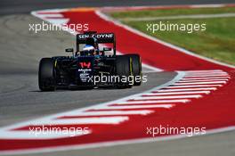 Fernando Alonso (ESP) McLaren MP4-31. 21.10.2016. Formula 1 World Championship, Rd 18, United States Grand Prix, Austin, Texas, USA, Practice Day.