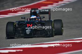 Fernando Alonso (ESP) McLaren MP4-31. 21.10.2016. Formula 1 World Championship, Rd 18, United States Grand Prix, Austin, Texas, USA, Practice Day.
