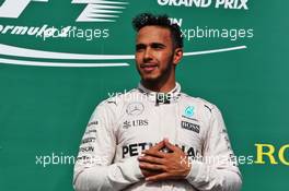 Race winner Lewis Hamilton (GBR) Mercedes AMG F1 celebrates on the podium. 23.10.2016. Formula 1 World Championship, Rd 18, United States Grand Prix, Austin, Texas, USA, Race Day.